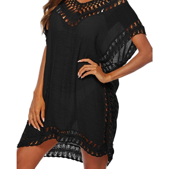 Adisputent Other - Oversized Tassel Cover Up Black One Size Plus – Imported